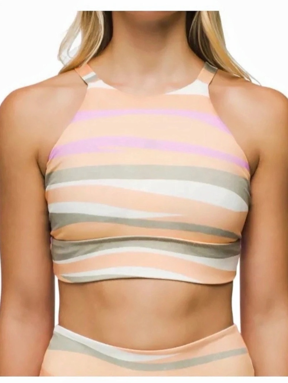 NWT prAna Abstract Stripe Bikini Top